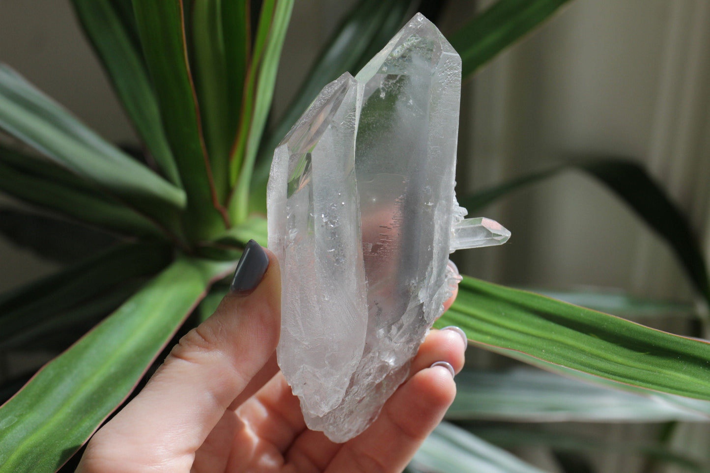 Twin Phantom Quartz 200g Rare Crystal Cluster with Light Grey Silver Phantom Inclusions