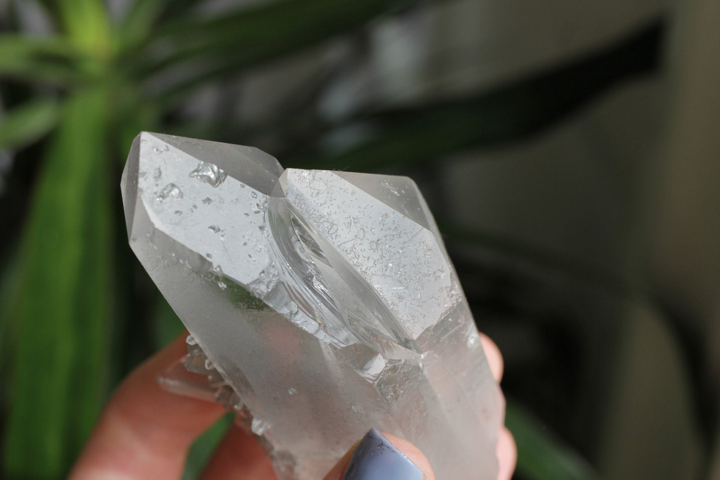 Twin Phantom Quartz 200g Rare Crystal Cluster with Light Grey Silver Phantom Inclusions