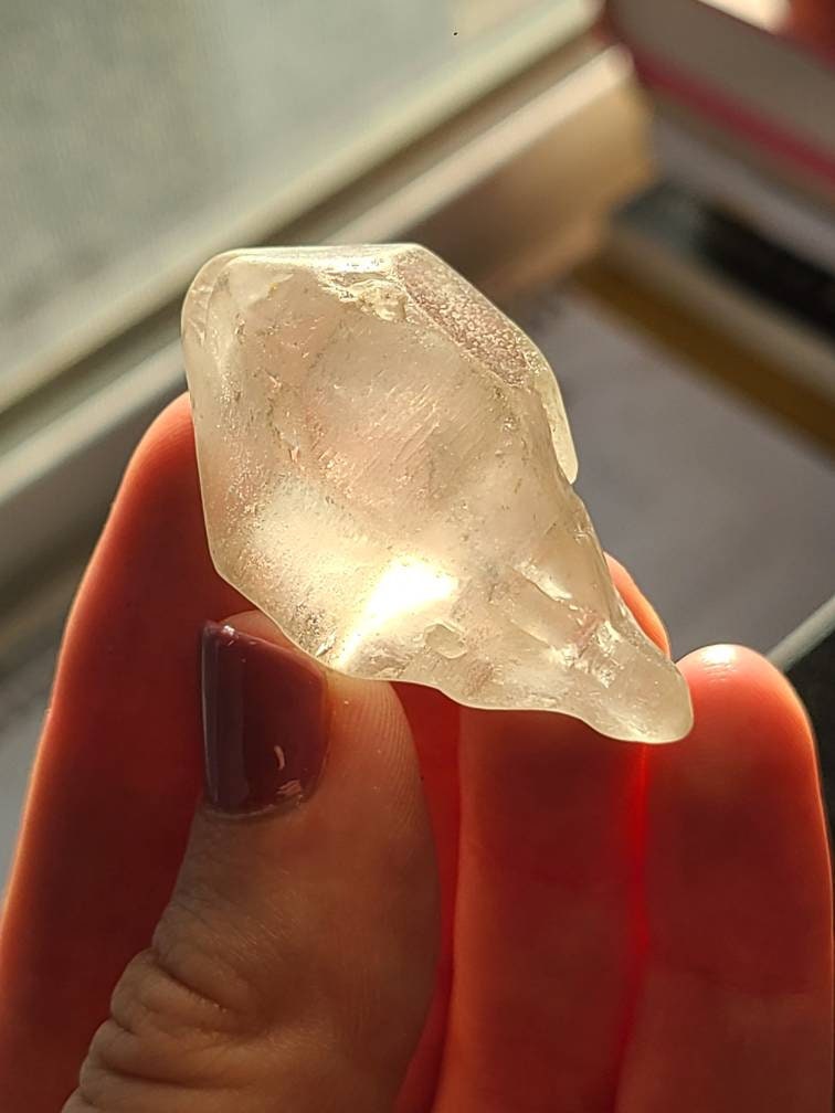 Rare Milky White DT Tibetan Quartz Scepter Crystal | River Tumbled, Terminated Collector Stone Specimen, High Altitude, Soft Texture Crystal