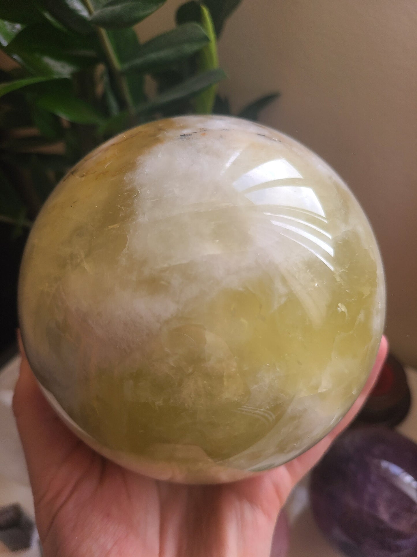 XL Natural Citrine Sphere | Large Natural Yellow Unheated Citrine Crystal