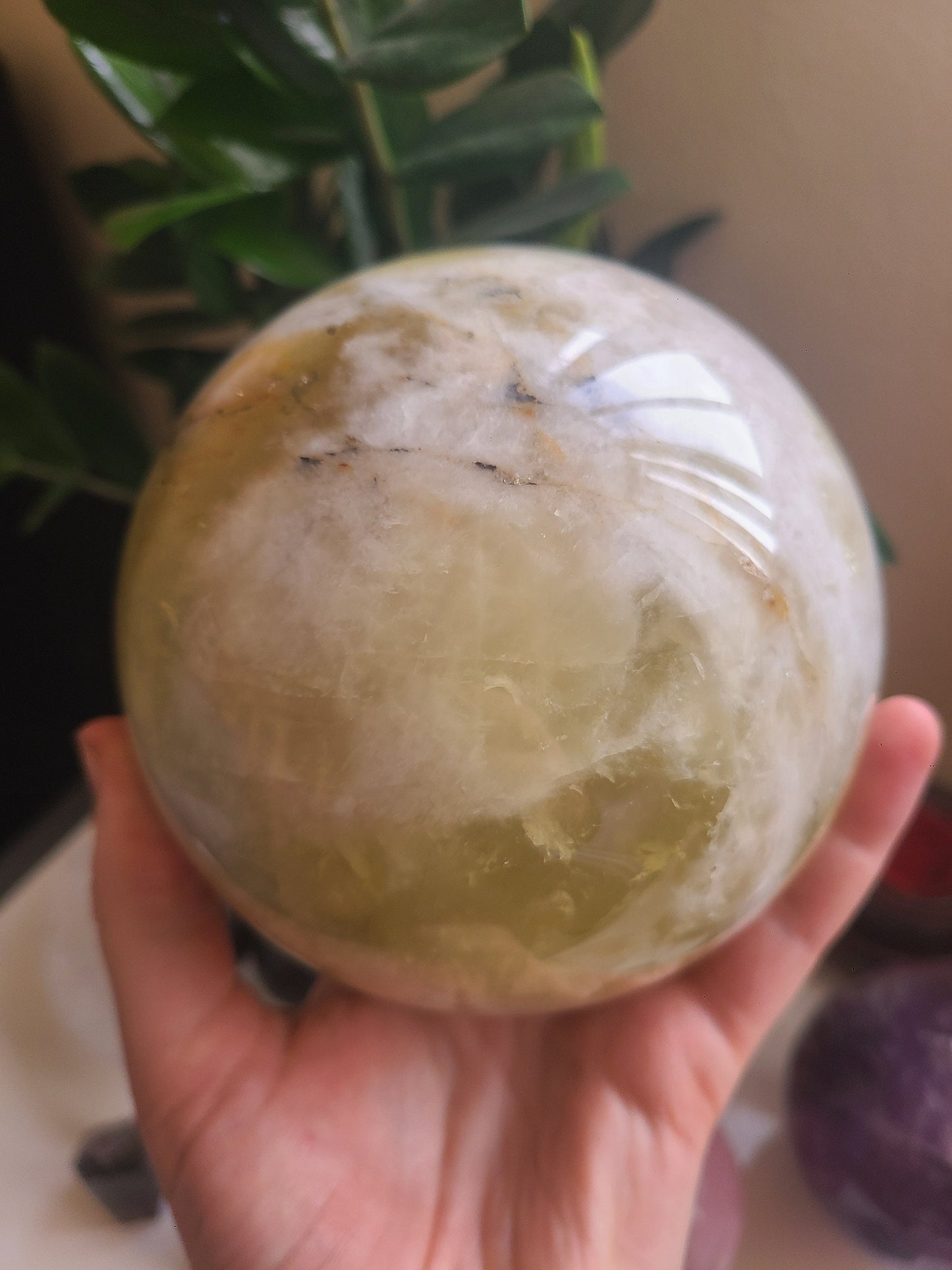 XL Natural Citrine Sphere | Large Natural Yellow Unheated Citrine Crystal