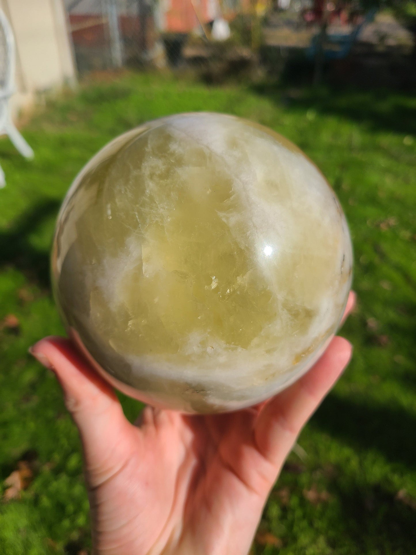 XL Natural Citrine Sphere | Large Natural Yellow Unheated Citrine Crystal