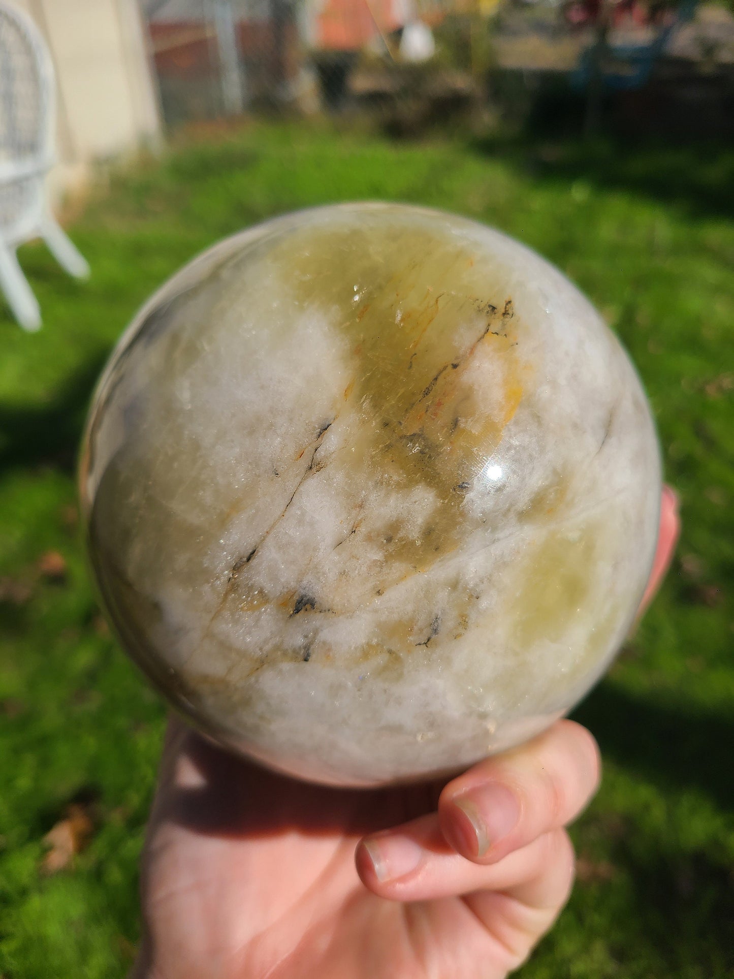 XL Natural Citrine Sphere | Large Natural Yellow Unheated Citrine Crystal