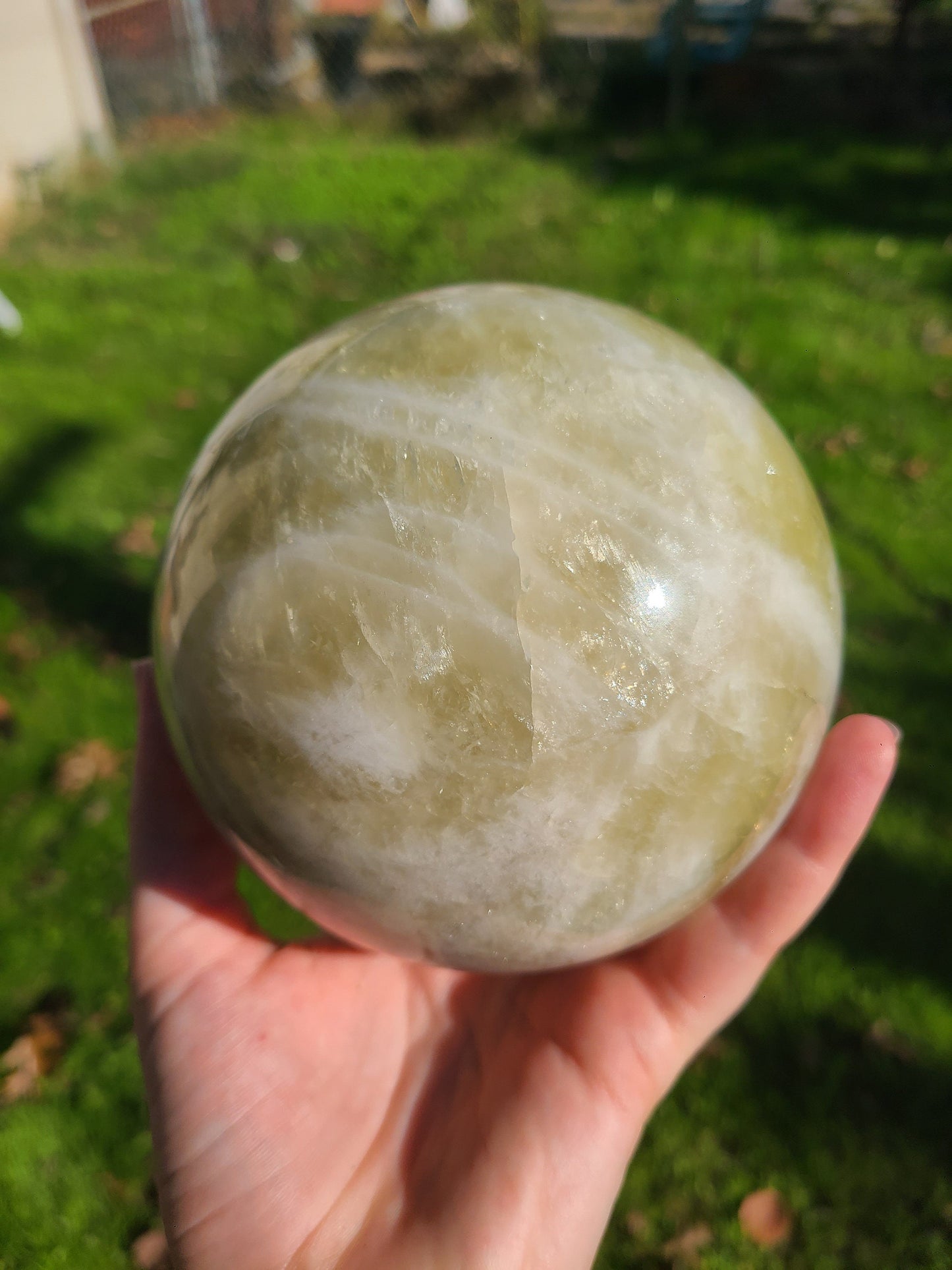 XL Natural Citrine Sphere | Large Natural Yellow Unheated Citrine Crystal