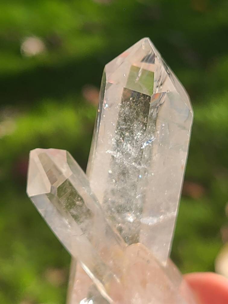 Colombian Blue Smoke Quartz, Cookite Included Crossed Twin Points <100
