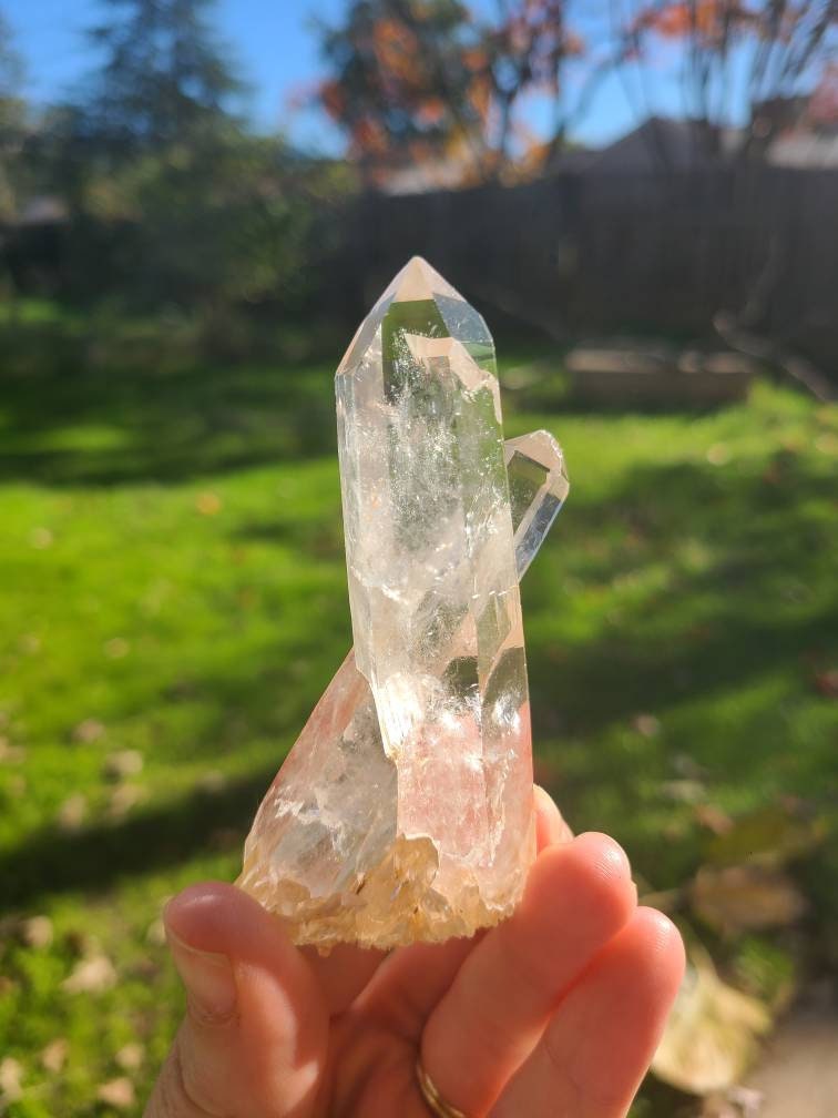 Colombian Blue Smoke Quartz, Cookite Included Crossed Twin Points <100