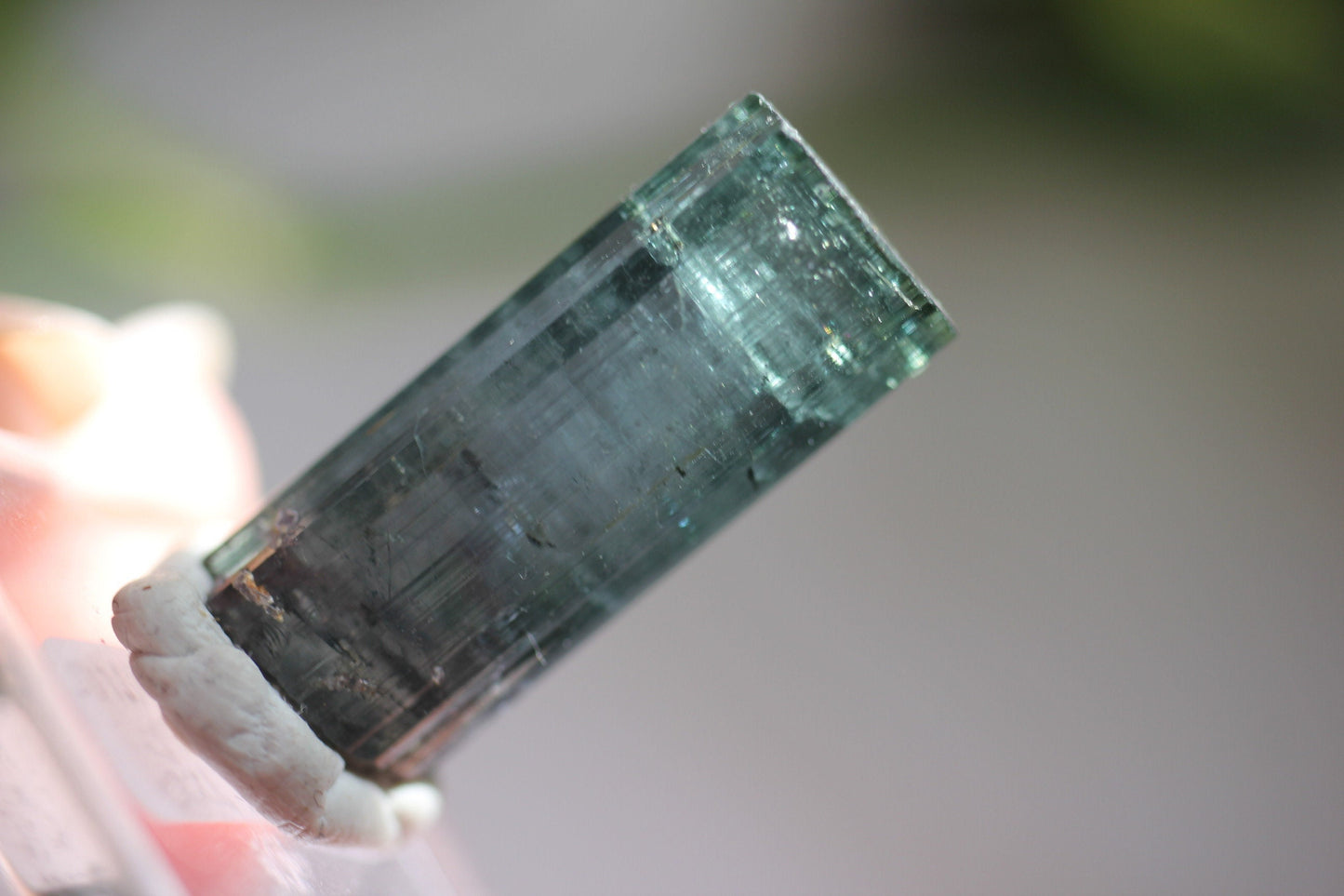 7.2g Beautiful Blue Indicolite Tourmaline Crystal | From Pedeniera Brazil | Terminated Collector Specimen with Black Tourmaline & Lepidolite