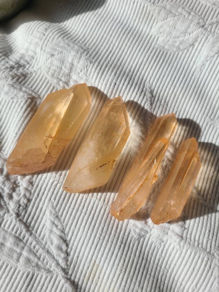 Sunny Tangerine Quartz Set, Rare Unique Yellow-Orange Color, Natural Collector Gemstone, Energetic // Aesthetic Pair, BFF Gift, Energy Work
