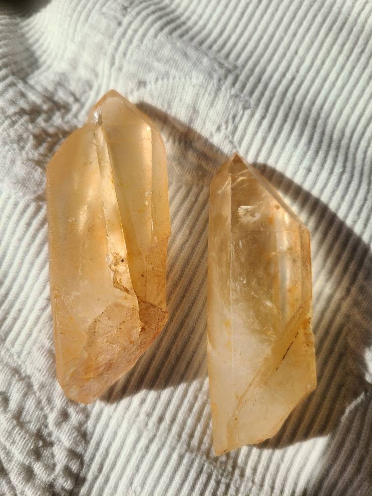 Sunny Tangerine Quartz Set, Rare Unique Yellow-Orange Color, Natural Collector Gemstone, Energetic // Aesthetic Pair, BFF Gift, Energy Work
