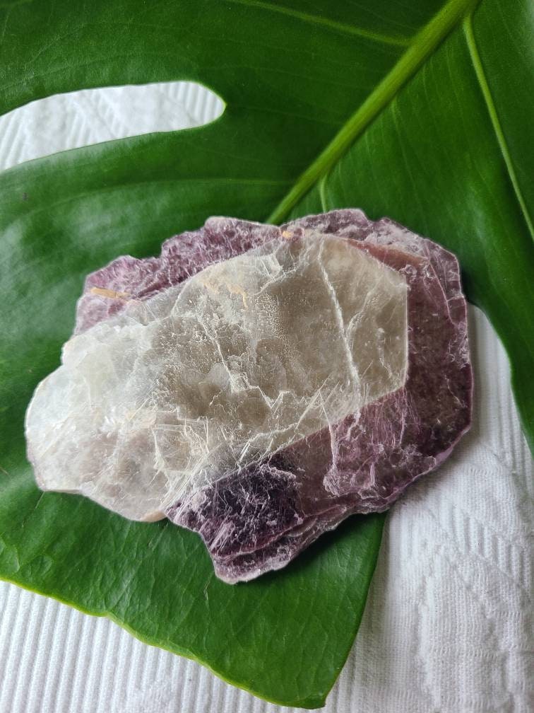 Large Raw Lepidolite 'Slice' | 132.6g XL Mica Mirror <100