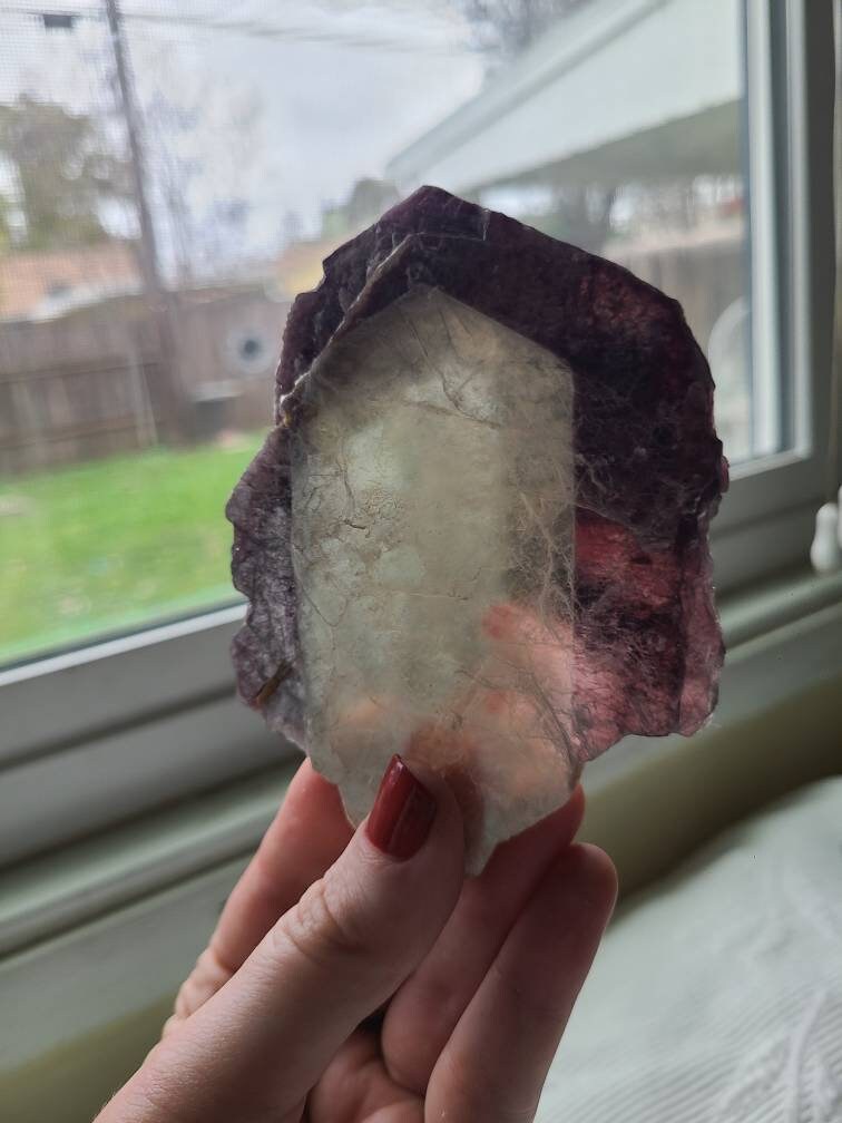 Large Raw Lepidolite 'Slice' | 132.6g XL Mica Mirror <100