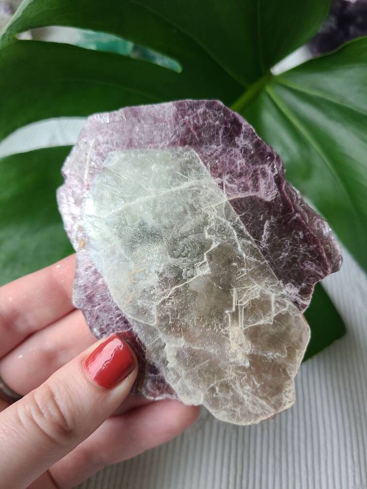 Large Raw Lepidolite 'Slice' | 132.6g XL Mica Mirror <100