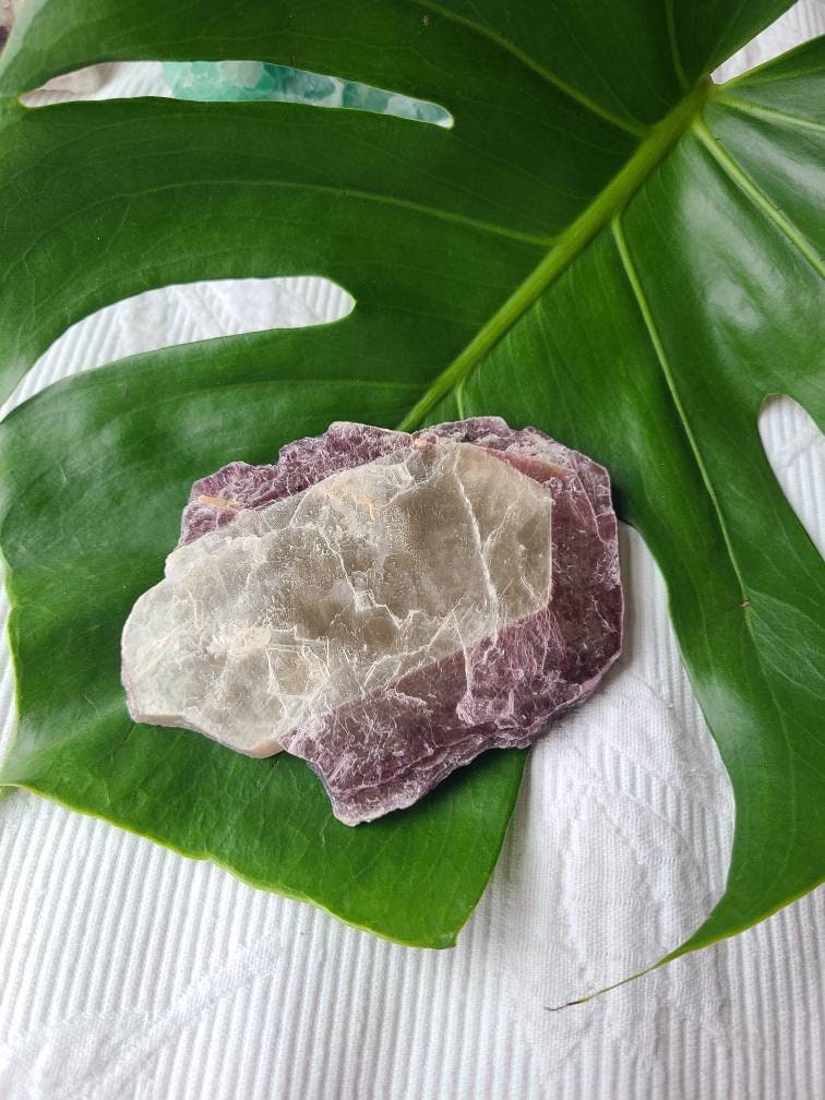 Large Raw Lepidolite 'Slice' | 132.6g XL Mica Mirror <100