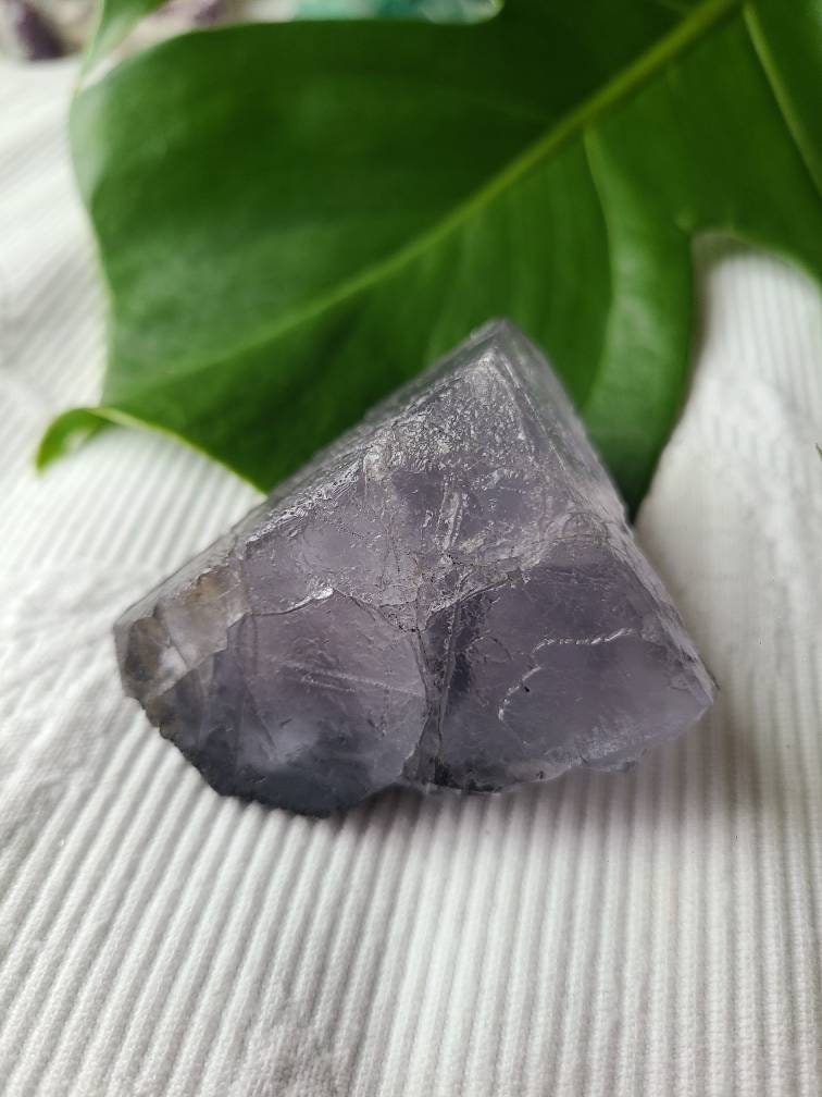 RARE Natural Fluorite Pyramid, Purple Flourite w Black Hematite, Clear Quartz Baby crystals, Self Standing, Totally Raw, Natural Equilateral