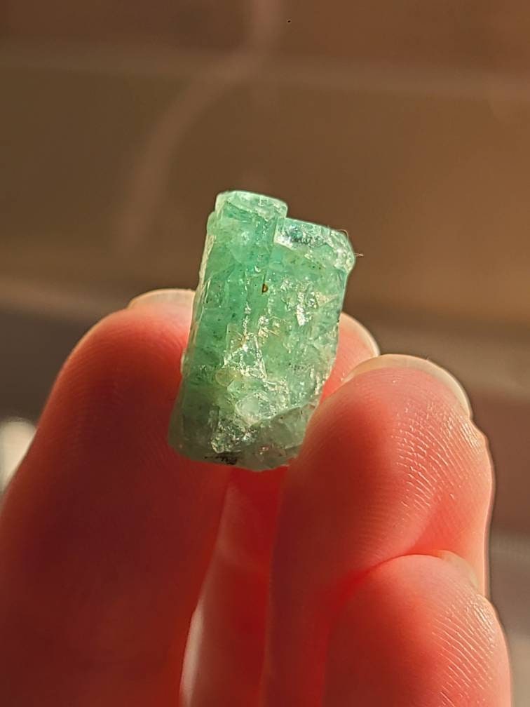 11.5ct Etched Columbian Emerald Crystal, 2.3g Gemstone | Double Terminated, Rare Raw Collector Gem, Columbia | May Birthstone Jewelry Gem