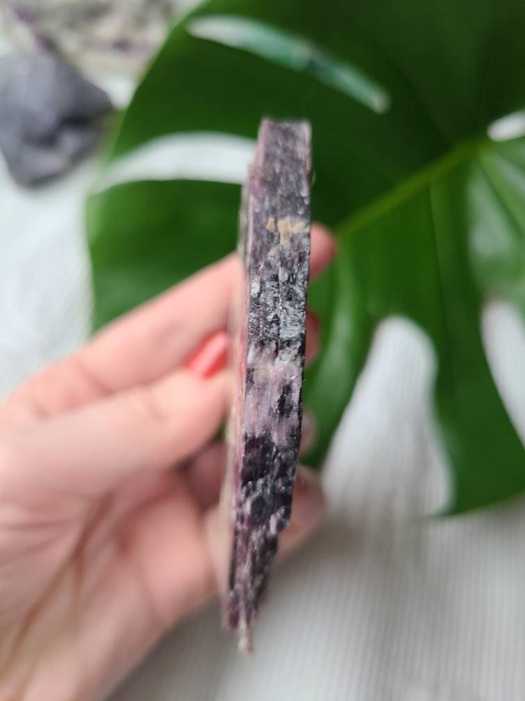 Large Raw Lepidolite 'Slice' | 132.6g XL Mica Mirror <100