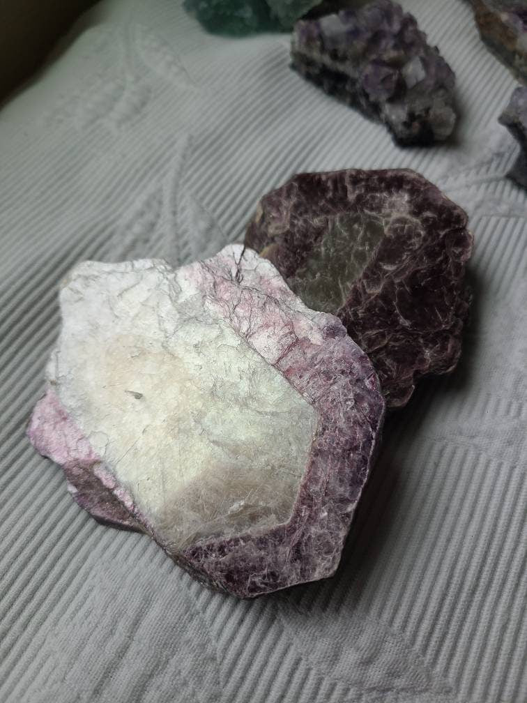 Large Raw Lepidolite 'Slice' | 132.6g XL Mica Mirror <100