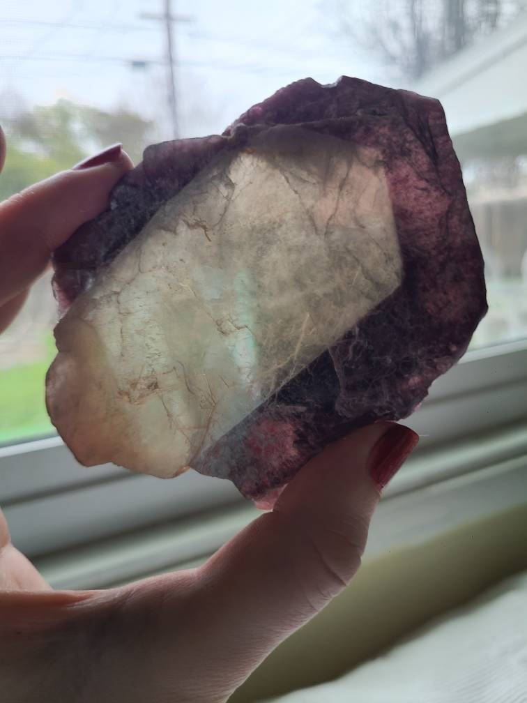 Large Raw Lepidolite 'Slice' | 132.6g XL Mica Mirror <100