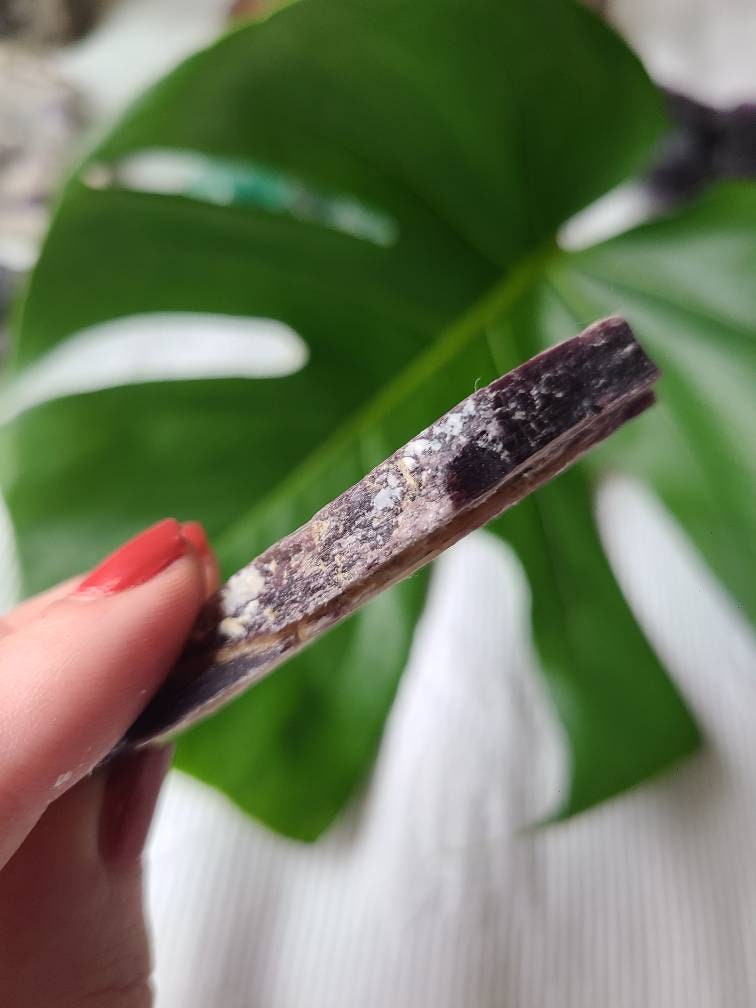 Large Raw Lepidolite 'Slice' | 132.6g XL Mica Mirror <100