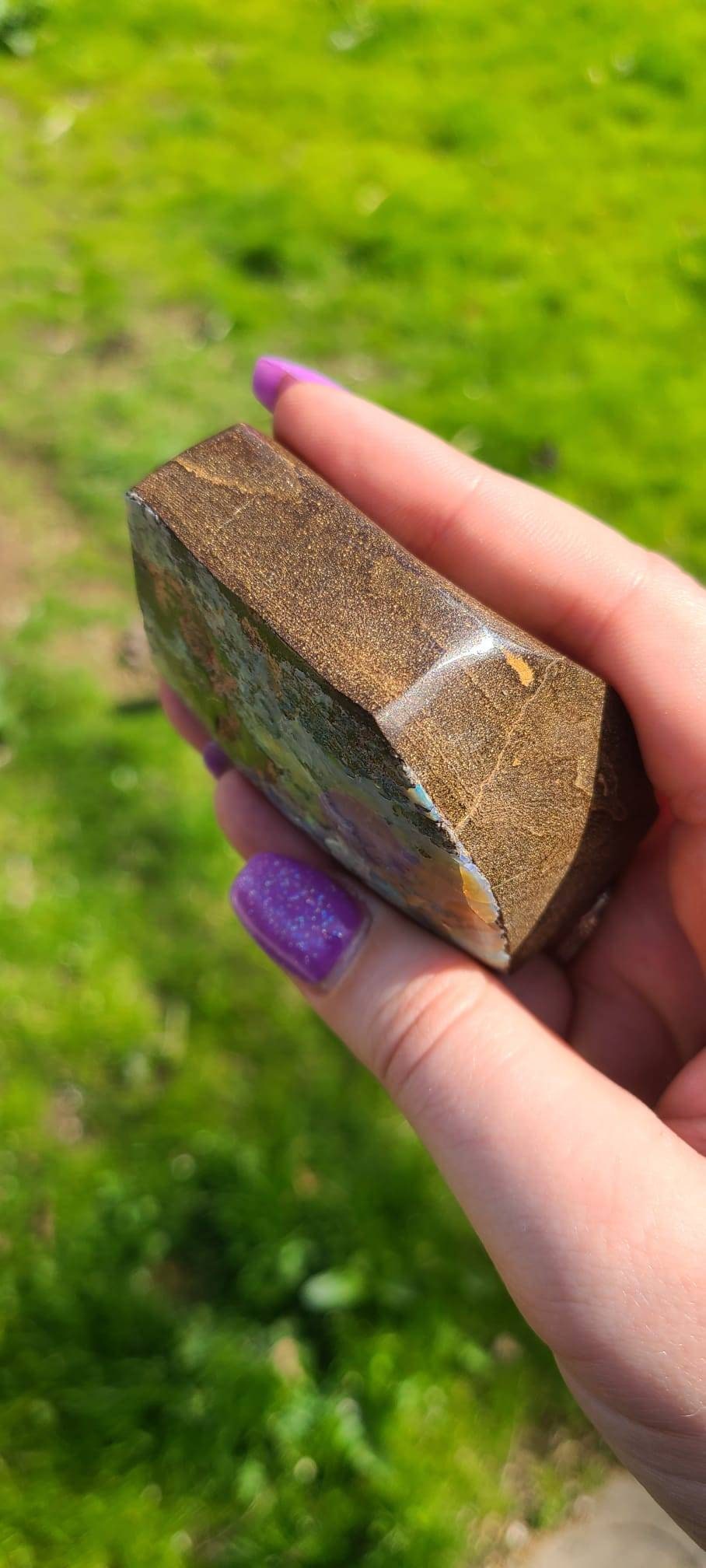 Big Boulder Opal from Australia | Large 178g Matrix Host Stone and Double Sided Opal Rainbow Flash | High End Desk, Cabinet Crystal