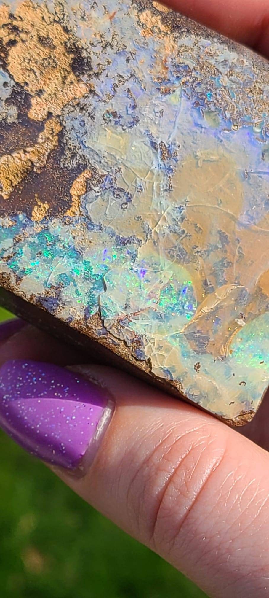 Big Boulder Opal from Australia | Large 178g Matrix Host Stone and Double Sided Opal Rainbow Flash | High End Desk, Cabinet Crystal