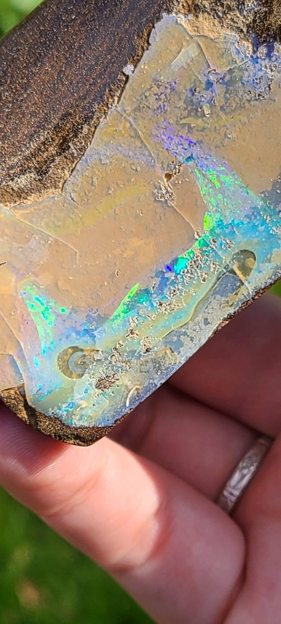 Big Boulder Opal from Australia | Large 178g Matrix Host Stone and Double Sided Opal Rainbow Flash | High End Desk, Cabinet Crystal
