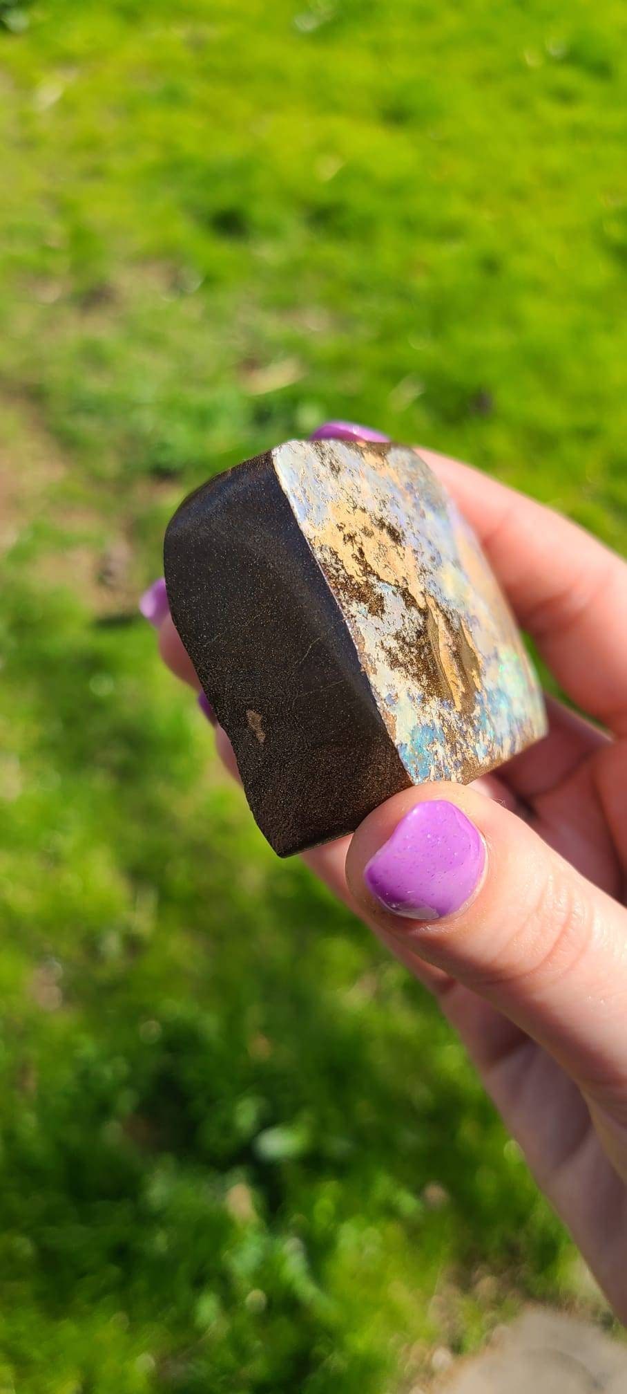 Big Boulder Opal from Australia | Large 178g Matrix Host Stone and Double Sided Opal Rainbow Flash | High End Desk, Cabinet Crystal