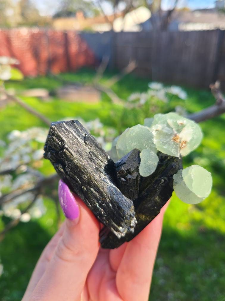 Prehnite and Epidote Raw Matrix Cabinet Display Crystal