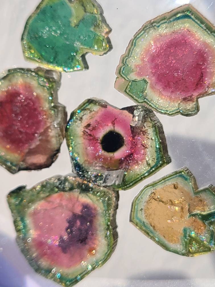 43cts Watermelon Tourmaline Slice Set from Madagascar | Polished Natural Liddicoatite Gem | Multicolor, Bicolor, and Melon Gemstone lot