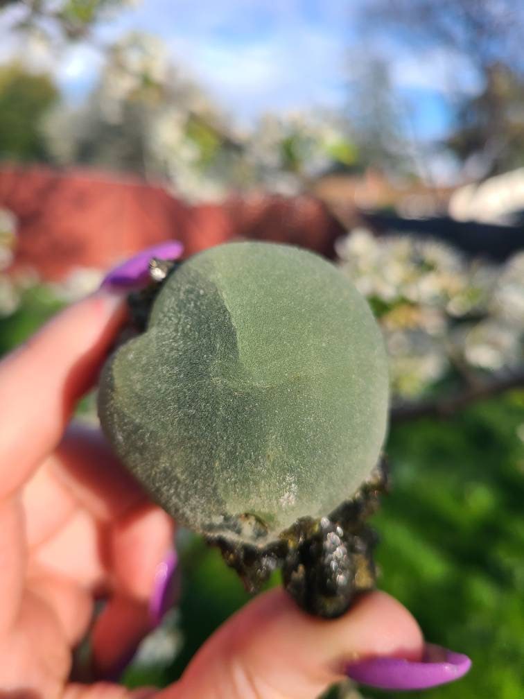 Prehnite and Epidote Raw Matrix Cabinet Display Crystal, Healing Grass and Forest Green Color Combo, Ethically Sourced, Mali Minerals