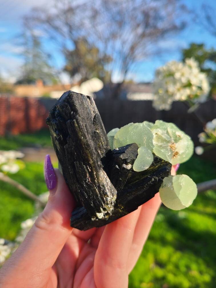 Prehnite and Epidote Raw Matrix Cabinet Display Crystal