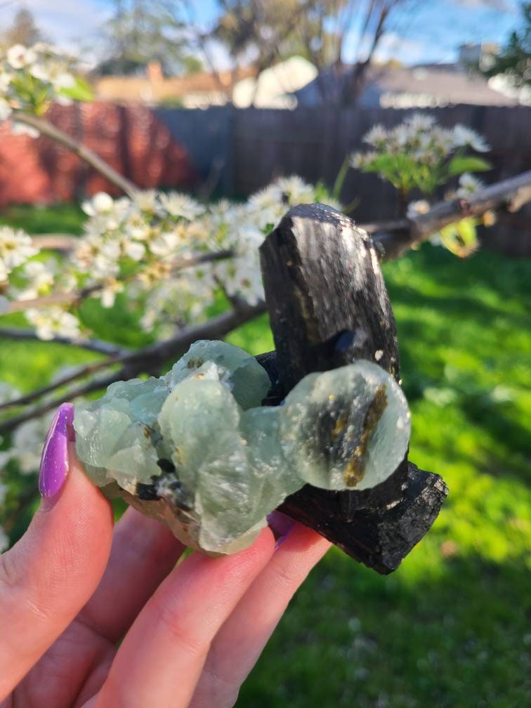 Prehnite and Epidote Raw Matrix Cabinet Display Crystal