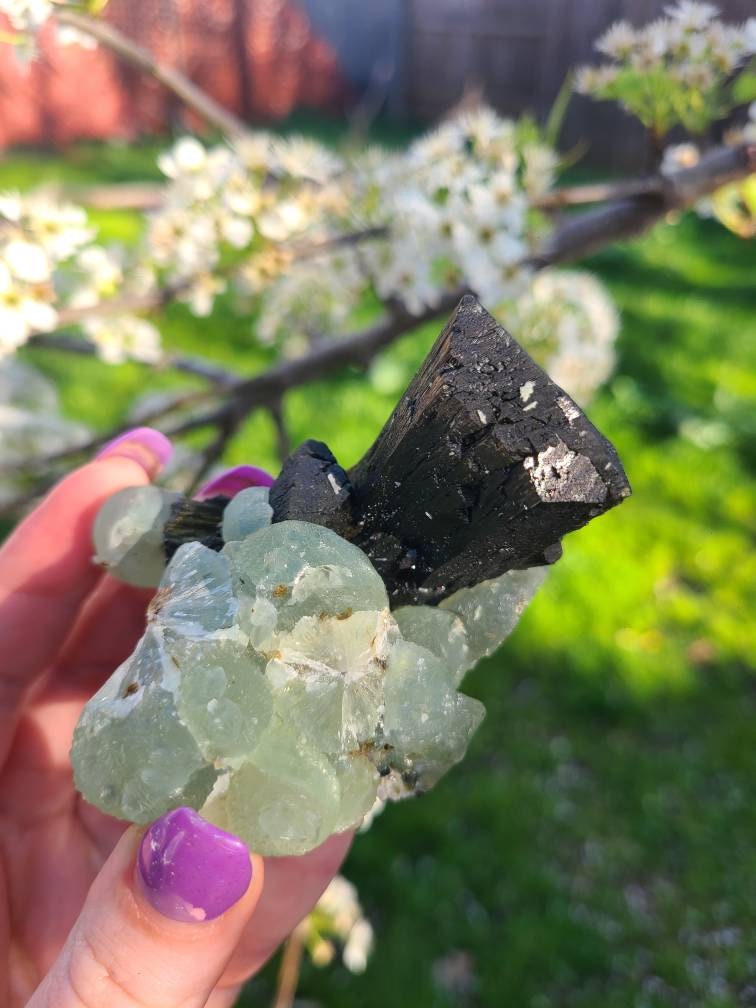Prehnite and Epidote Raw Matrix Cabinet Display Crystal