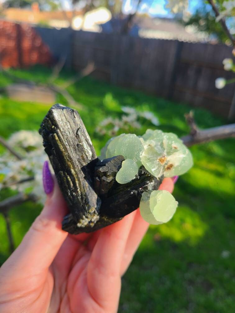 Prehnite and Epidote Raw Matrix Cabinet Display Crystal