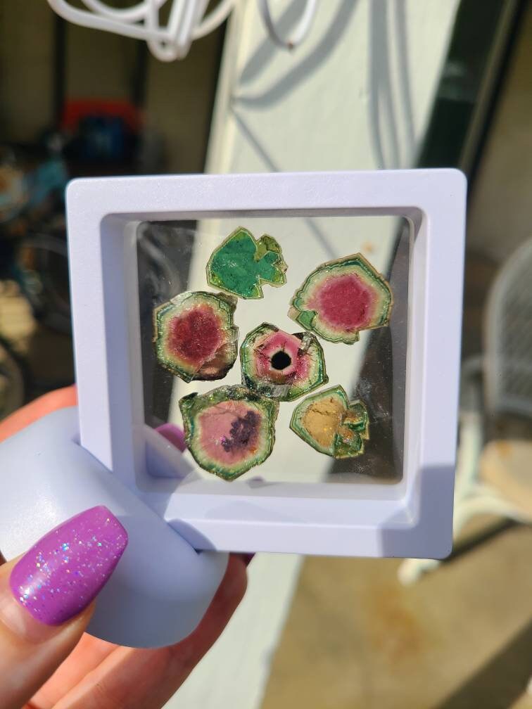 43cts Watermelon Tourmaline Slice Set from Madagascar | Polished Natural Liddicoatite Gem | Multicolor, Bicolor, and Melon Gemstone lot