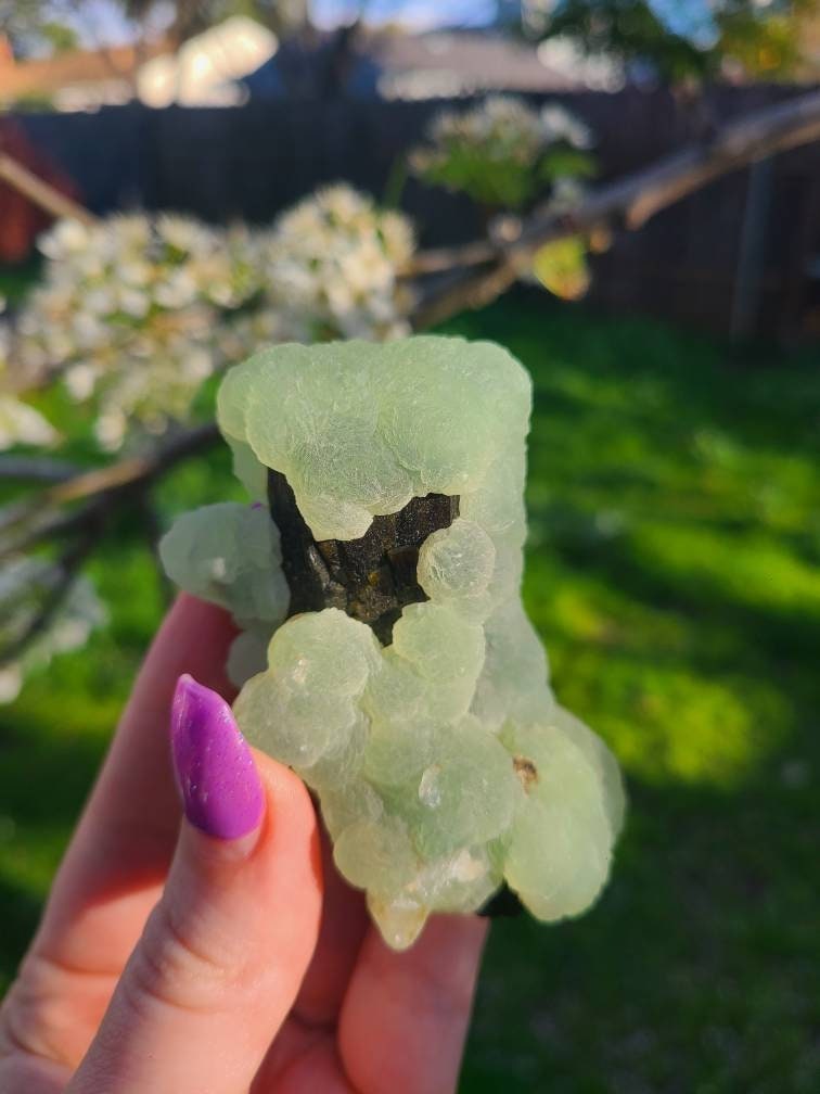 Prehnite over Epidote Raw Rare Epimorph Cabinet Crystal, Museum Grade