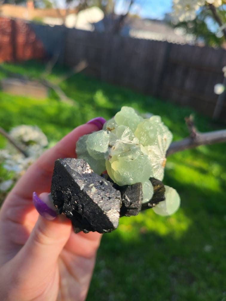 Prehnite and Epidote Raw Matrix Cabinet Display Crystal