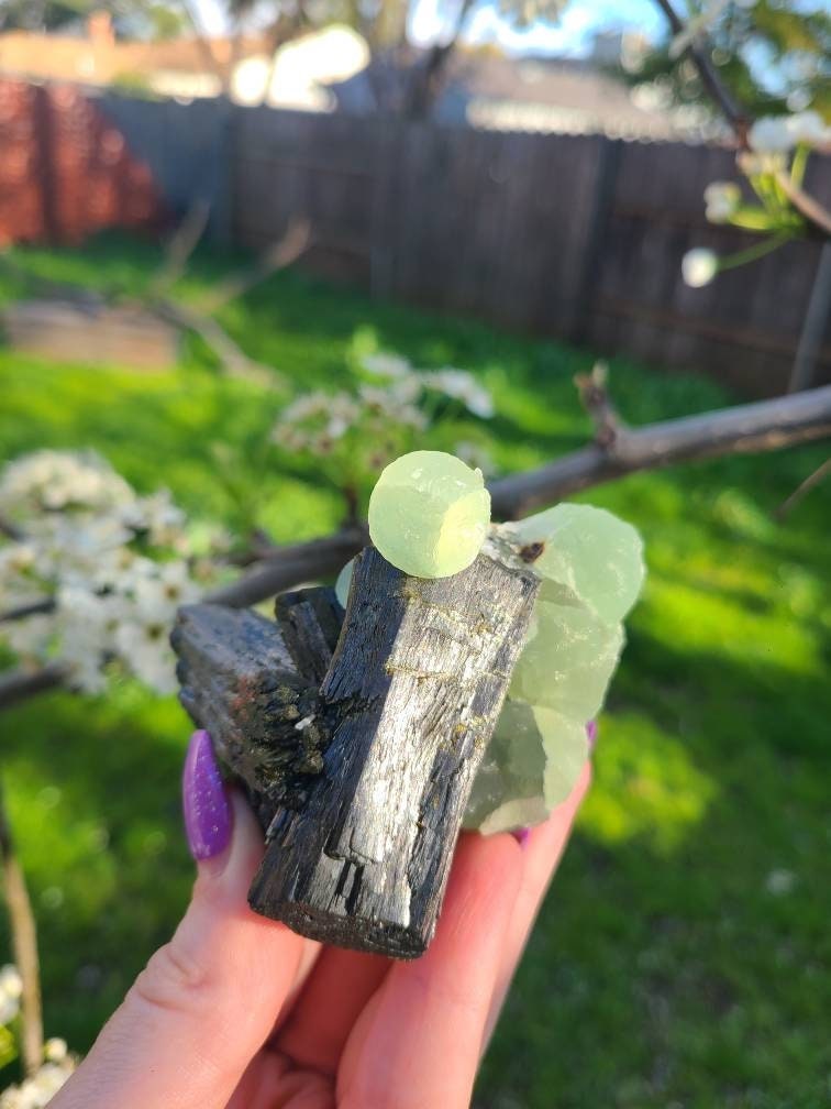 Prehnite and Epidote Raw Matrix Cabinet Display Crystal