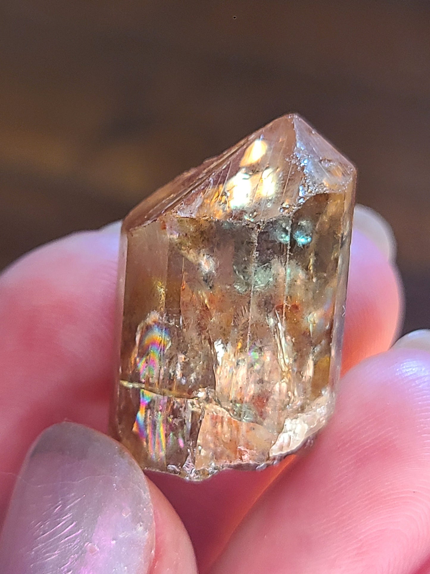 Golden Apatite from Durango, Mexico | Rare Raw High End Collector Gemstone | North American Fine Rough Mineral w Rainbows and Hematite