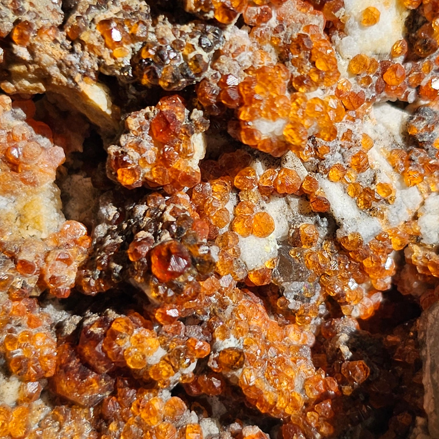Large Spessartine Orange Garnet Matrix Specimen | Old Stock Chinese Spessartite and Smoky Quartz, Collector Mineral, Rare Sparkling Desk Gem