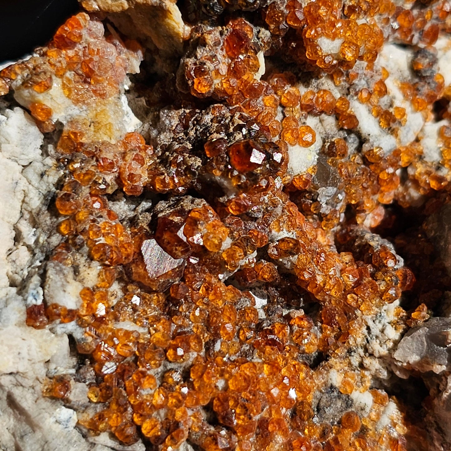 Large Spessartine Orange Garnet Matrix Specimen | Old Stock Chinese Spessartite and Smoky Quartz, Collector Mineral, Rare Sparkling Desk Gem