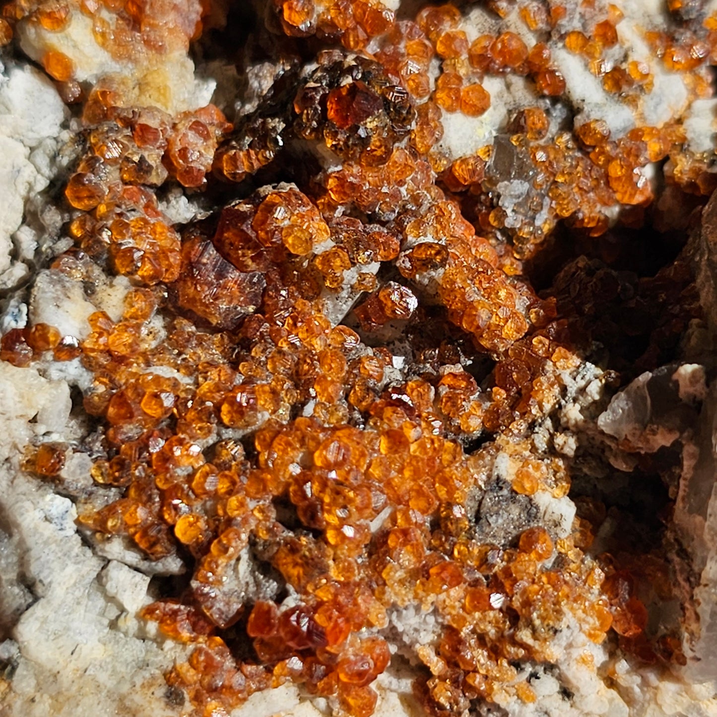 Large Spessartine Orange Garnet Matrix Specimen | Old Stock Chinese Spessartite and Smoky Quartz, Collector Mineral, Rare Sparkling Desk Gem