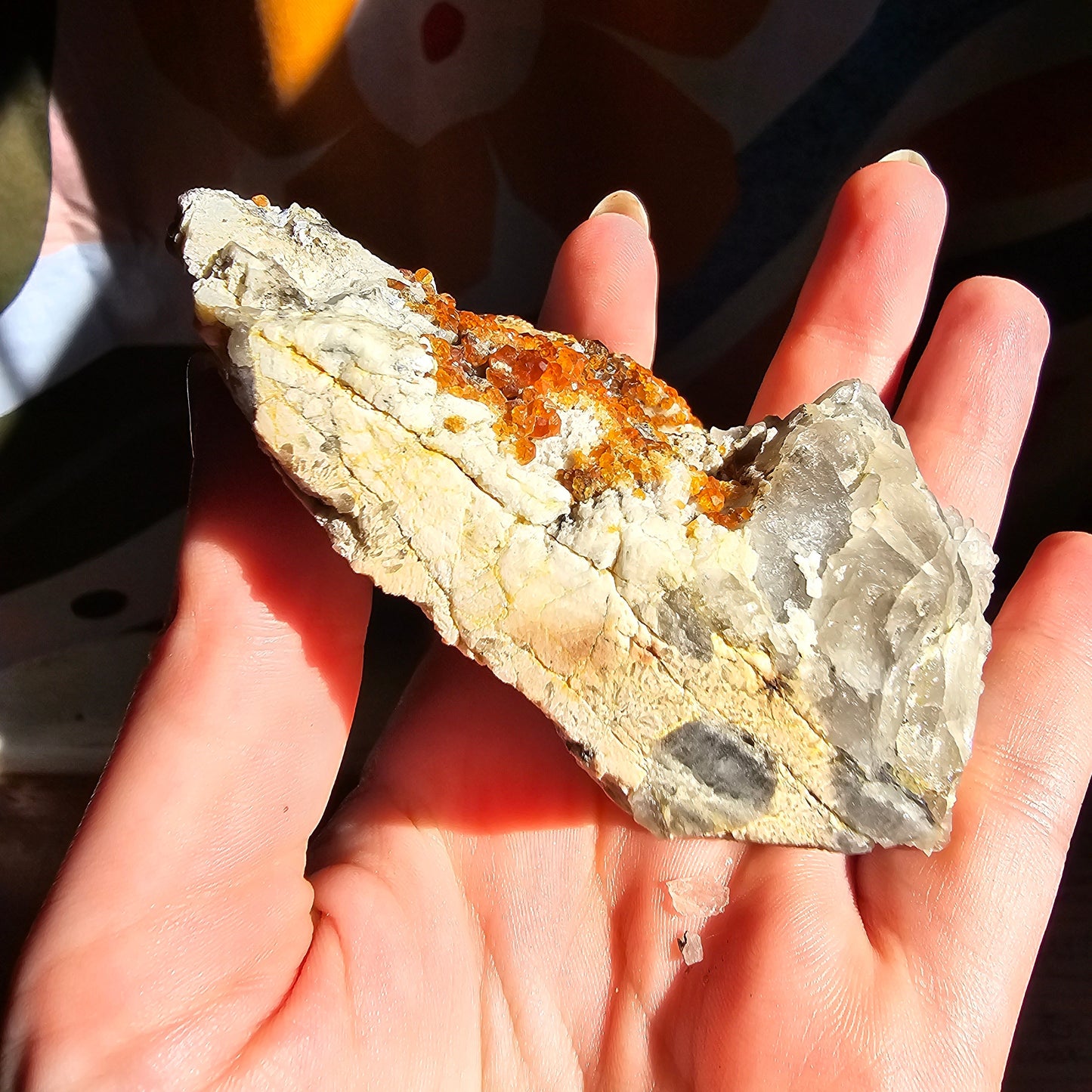 Large Spessartine Orange Garnet Matrix Specimen | Old Stock Chinese Spessartite and Smoky Quartz, Collector Mineral, Rare Sparkling Desk Gem