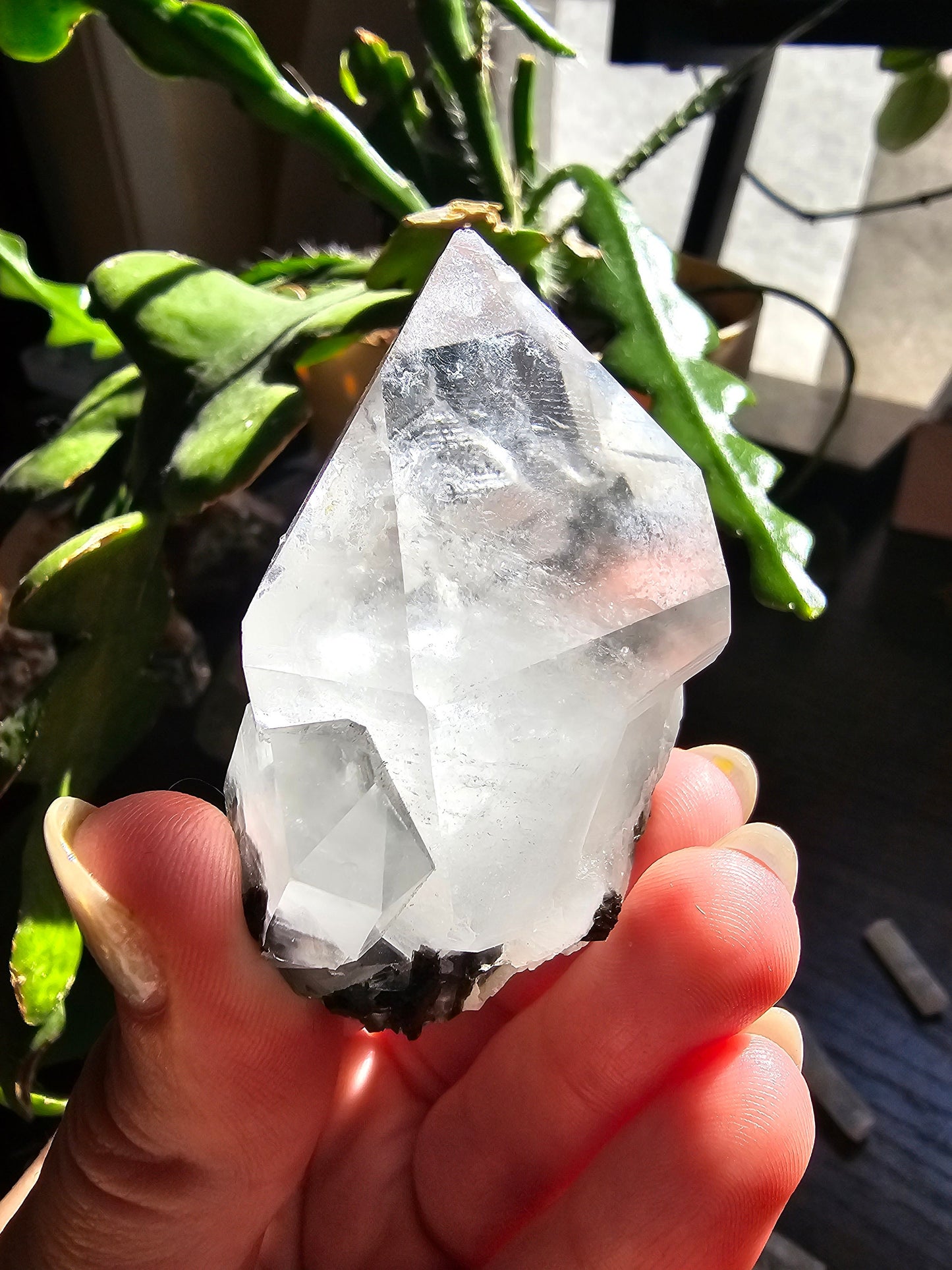 102g Clear Quartz and Epidote, Raw Rare Crystal Combo, Glassy, Terminated Specimen with Twins, Sidecar Crystal, Forest Green and White Clear