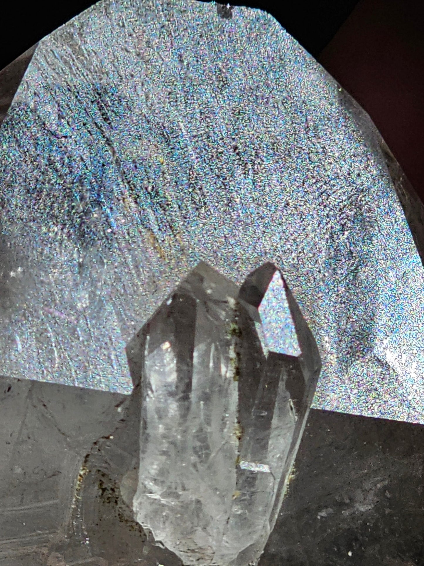 86g Clear Quartz with Epidote, Raw Rare Crystal Combo, Glassy, Terminated Specimen with Twins, Sidecar Crystal, Forest Green and White Clear