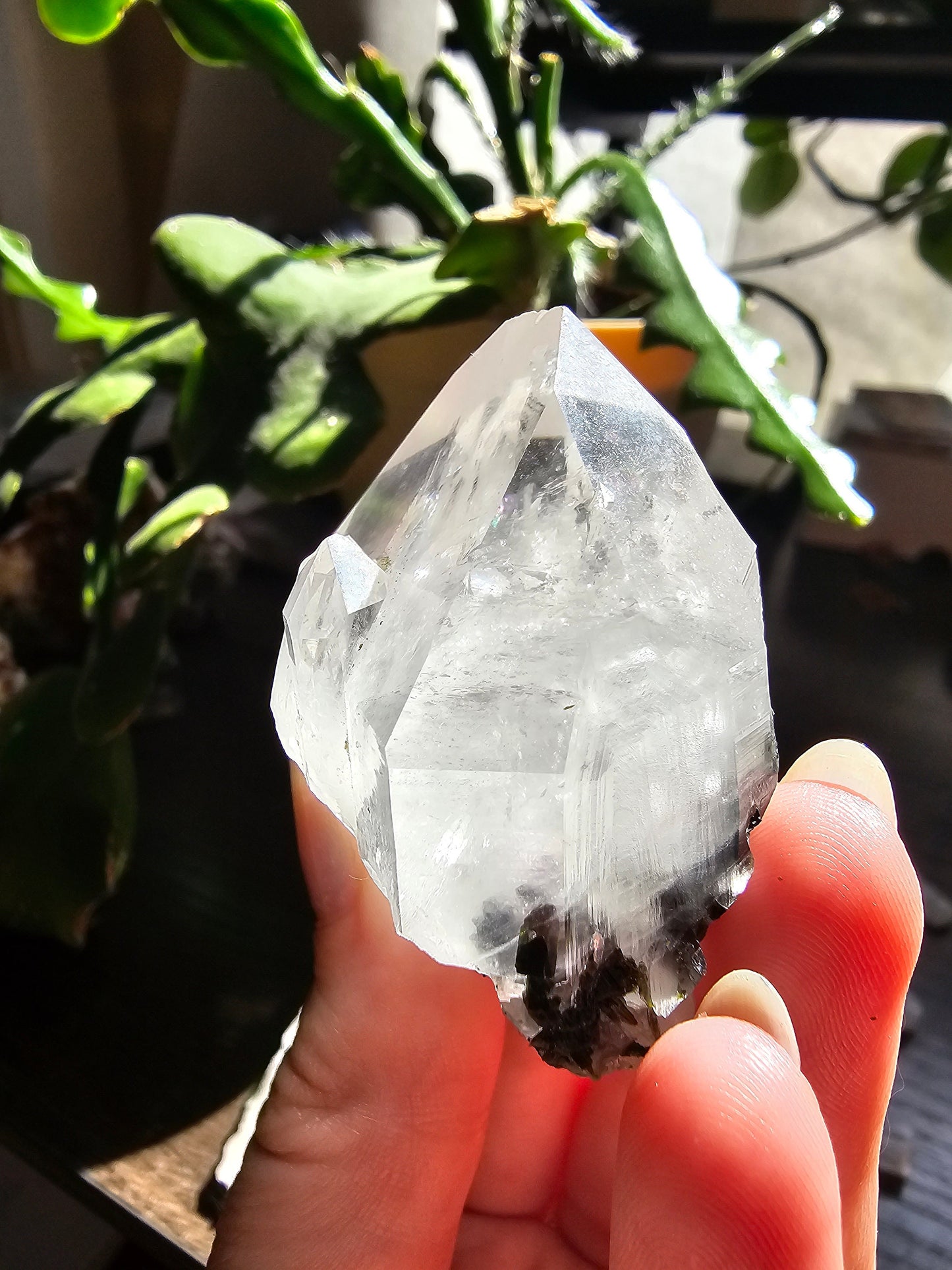 86g Clear Quartz with Epidote, Raw Rare Crystal Combo, Glassy, Terminated Specimen with Twins, Sidecar Crystal, Forest Green and White Clear