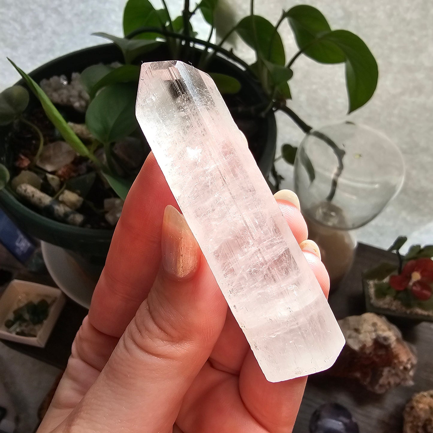 Kunzite Crystal 'Tower', Raw Light Pink Spudomene