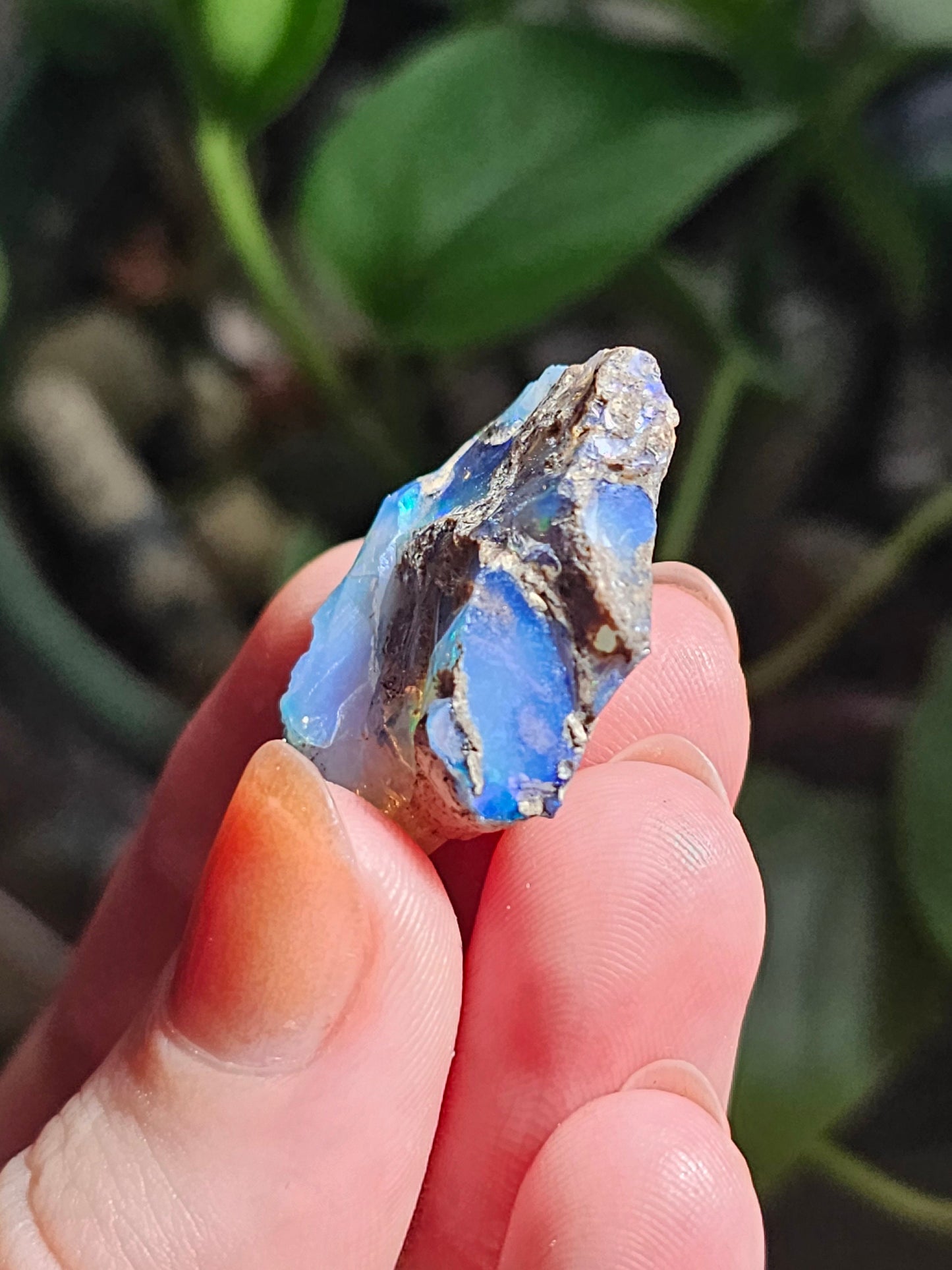 Raw Opal Crystal, Welo Ethiopia, Rough Rainbow Gem, 29ct, Opal Rough, with Matrix, Collector Specimen, Rainbow Flash, Blue Opal Gemstone