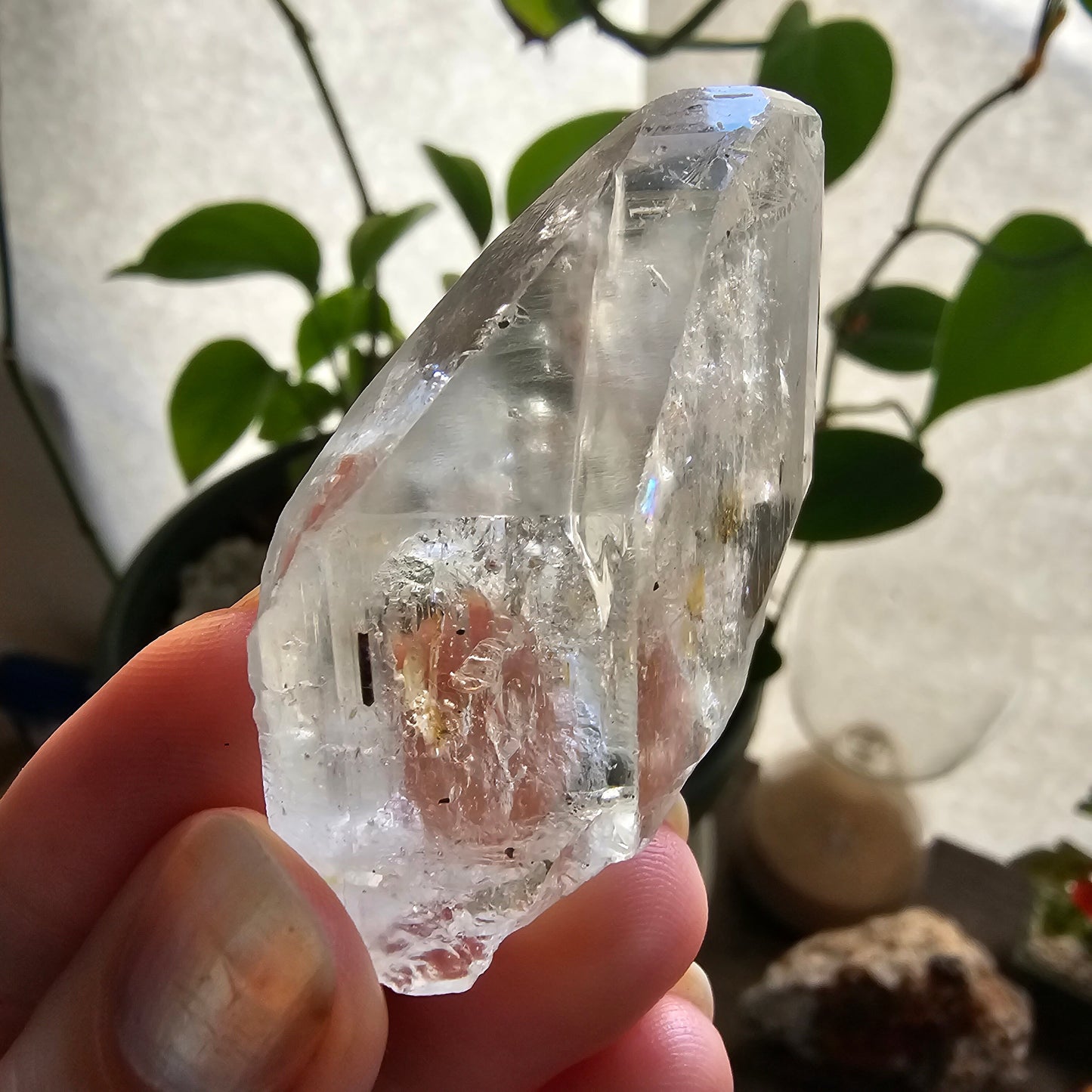 Large Topaz Crystal, Clear with Petroleum Inclusions, Self Standing, Double Terminated, Collector Gemstone, 44g Topaz, November Birthstone