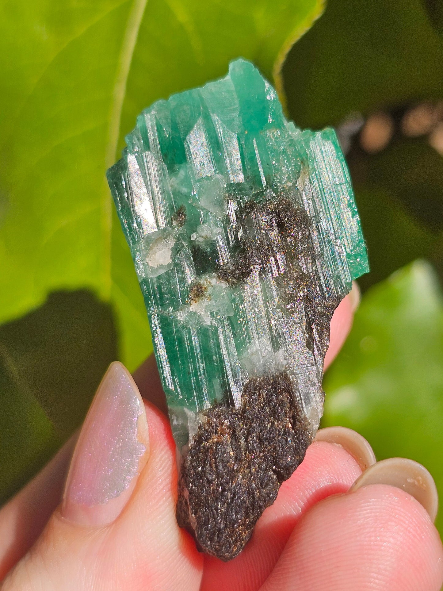 26g!! Raw Emerald Crystal w Sparkling Black Biotite, Chitral Pakistan, Rare Terminated Beryl, Green, Gemstone Collection, Jewelry, Rough Gem